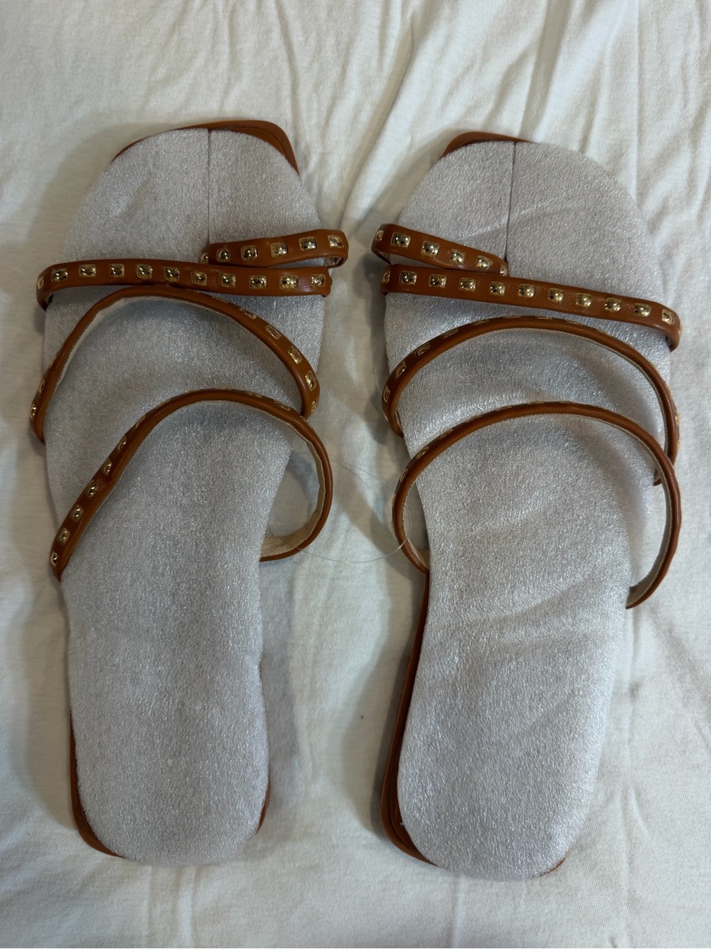 Brown Stud-Trim Strappy Women's Sandals